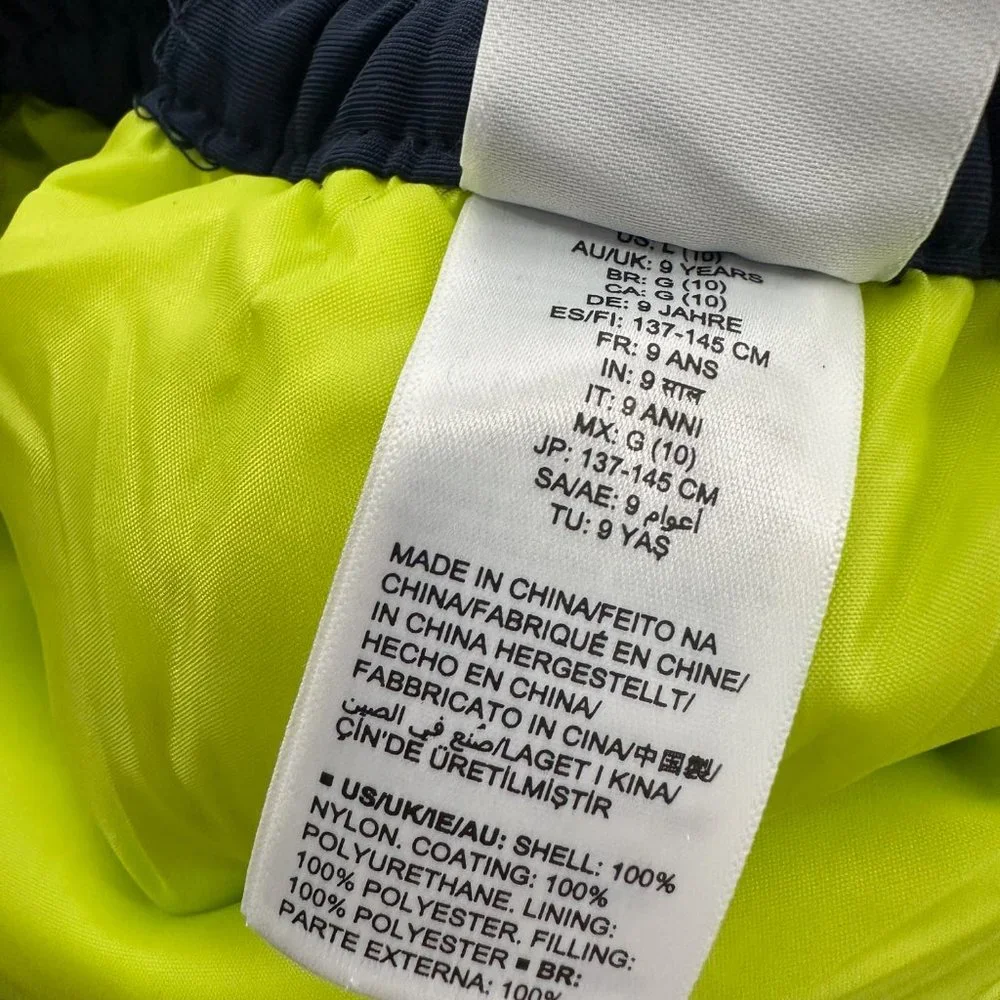 Essentials Boys Snow Pants Water‎ Resistant Navy Blue Neon Green Large (10) New